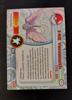 Venomoth #49 Pokemon Topps Foil Blue Logo TV Animation Edition Holo Rare LP - Image 3