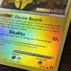 Pokemon TCG Pikachu LV.15 94/123 Diamond & Pearl Stamped Reverse Holo - HP - Image 2