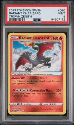 2023 POKEMON SWORD AND SHIELD CROWN ZENITH 020 RADIANT CHARIZARD | PSA MINT 9 - Image 3