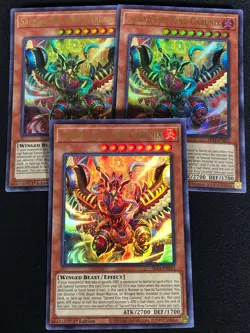 Yugioh Sacred Fire King Garunix SR14-EN001 1ST Ultra x3 (NM) - Image 1