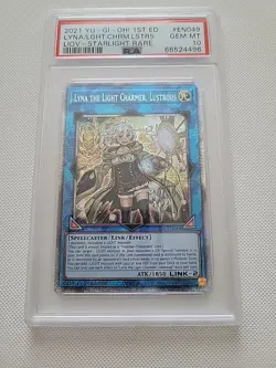 YuGiOh Lyna the Light Charmer Lustrous Starlight LIOV-EN049 PSA 10 Gem Mint - Image 1
