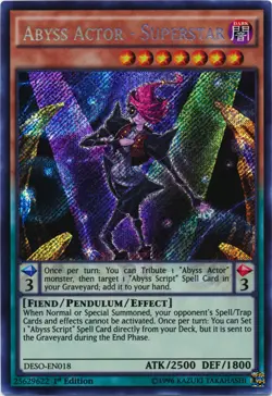 Yugioh! LP Abyss Actor - Superstar - DESO-EN018 - Secret Rare - 1st Edition Ligh - Image 1