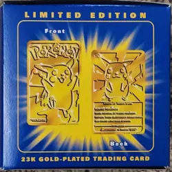 Pokemon Burger King 23k Gold Plated Trading Card PIKACHU Sealed In Blue Box, New - Image 4