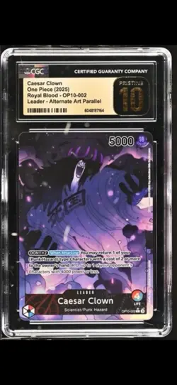 CGC PRISTINE 10 Caesar Clown OP10-002 One Piece Card Game 1 of 10 POP 1 - Image 1