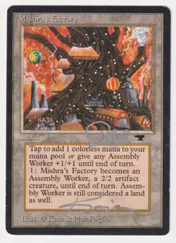 Double Signed Mishra's Factory Fall HP Antiquities Artist Kaja & Phil Foglio MTG - Image 1
