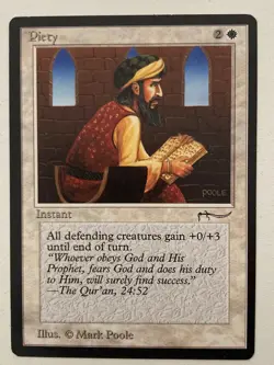 Magic the Gathering MTG Arabian Nights Piety Dark MP (Beta Bob) - Image 1