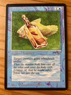 Magic the Gathering MTG Arabian Nights Fishliver Oil Dark MP (Beta Bob) - Image 1