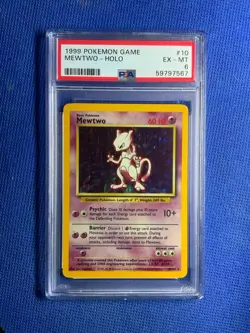1999 Pokemon Game MeWTWO-Holo Base Set #10 PSA 6 - Image 1