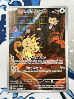 Pokemon TCG Team Rockets Meowth 203/182 Illustration Rare Destined Rivals NM - Image 1