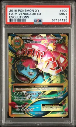2016 POKEMON XY EVOLUTIONS #100 FULL ART/M VENUSAUR EX PSA 9 - Image 1