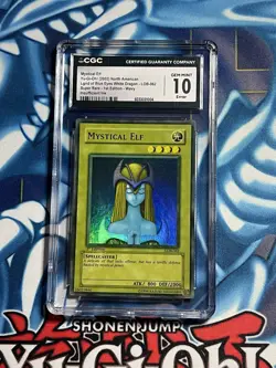 Yugioh CGC 10 MAX FADED WAVY PRINT Mystical Elf LOB-062 1st Edition SR ERROR - Image 1