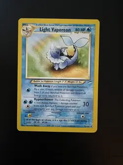 Pokemon TCG Light Vaporeon Neo Destiny Card 52/105 Unlimited Uncommon - Image 1