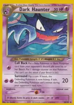 Pokemon Card - Neo Destiny 36/105 - DARK HAUNTER (uncommon) - NM - Image 1