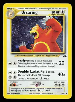 Ursaring 15/75 Holo Rare Neo Discovery Pokemon Card - Image 1