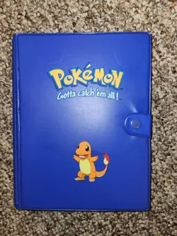 Vintage 1999 Pokemon Charmander Blue 4 Pocket 30 Page Trading Card Binder Rare - Image 1