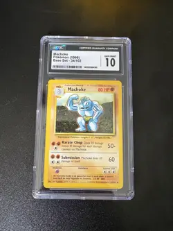 CGC 10 GEM MINT Machoke 34/102 Base Set Pokemon Card - Image 1