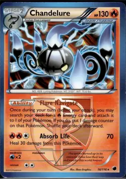 POKEMON TCG: BW PLASMA FREEZE CHANDELURE 16/116 RARE NON HOLO LP - Image 1