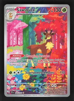 SV05: Temporal Forces #166/162 Sawsbuck Illustration Rare Pokemon TCG NM FRESH - Image 1