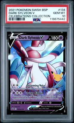 2021 POKEMON SWSH BLACK STAR PROMO CELEBRATIONS COLL #134 DARK SYLVEON V PSA 10 - Image 1