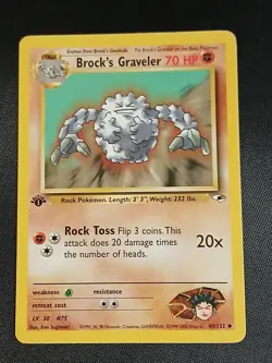Brock's Graveler - 40/132 - 1st Edition Uncommon WOTC TCG Gym Heroes Pokemon LP - Image 1