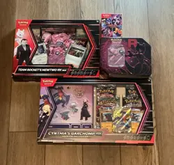 Pokemon Lot Mewtwo Tin, Cynthia’s Garchomp Ex Box, Mewtwo Ex Box and DR Bundle - Image 1