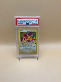 2021 Pokemon Celebrations Birthday Pikachu Holo Classic Coll Black Star 24 PSA 9 - Image 1