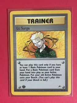 2000 Pokemon Gym Heroes Lt. Surge 1st Edition Trainer #101/132 Rare LP - Image 1