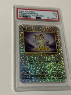 2002 Pokemon Meowth Rev-Foil Legendary Collection PSA 7 - Image 2