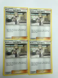 4X PROFESSOR OAKS SETUP 201/236 COSMIC ECLIPSE POKEMON PLAYSET (UNCOMMON, NM) - Image 1