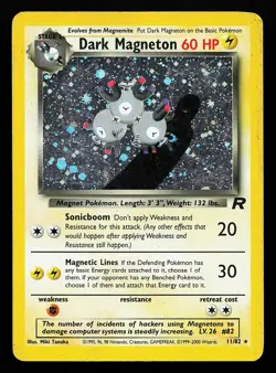 Dark Magneton 11/82 Holo Rare Team Rocket Pokemon Card - Image 1