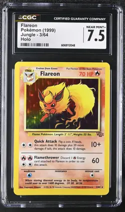 CGC 7.5 Flareon 1999 Jungle 3/64 Holo Pokemon Card - Image 1