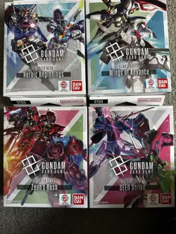 GUNDAM TCG CARD GAME STARTER DECK SET OF FOUR ST01 ST02 ST03 ST04 ENGLISH - Image 1