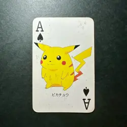 S2041 Pikachu Ace of Spades Pokemon Televi-kun Vintage Poker Playing Card 1998 - Image 1