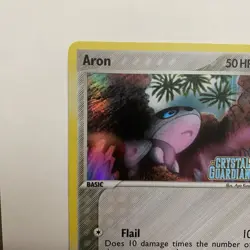 Aron 44/100 Ex Crystal Guardians Stamped Reverse Holo Pokemon Card NM - Image 2