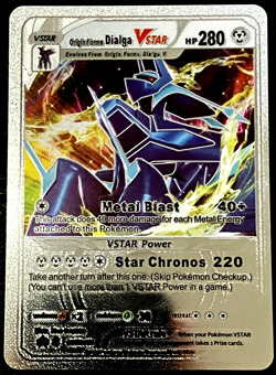 Dialga Vstar Silver Foil Fan Art Vinyl Collector Pokemon Card Costumed - Image 1