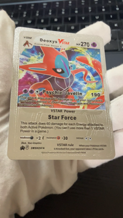 Deoxys Vstar Silver Foil Fan Art Vinyl Collector Pokemon Card Costume Made - Image 2
