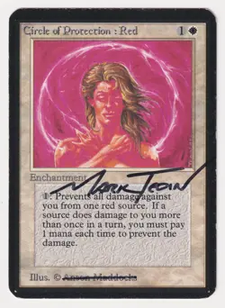 Signed Altered Circle of Protection: Red MP Alpha Artist Mark Tedin MTG Magic! - Image 1