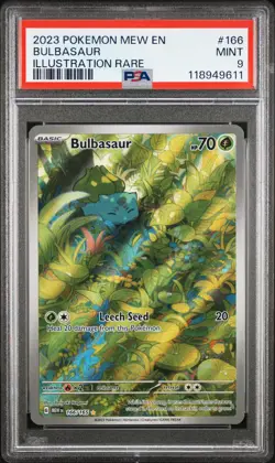 2023 POKEMON MEW EN-151 ILLUSTRATION RARE #166 BULBASAUR PSA 9 - Image 1