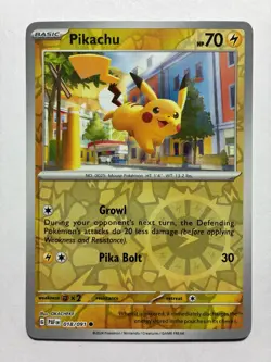 Pokemon TCG Paldean Fates Pikachu 018/091 Common Reverse Holo - Image 1