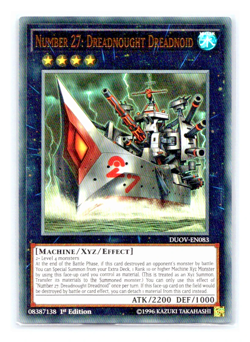 YUGIOH ~ NUMBER 27: DREADNOUGHT DREADNOID ~ 1ST EDITION ULTRA RARE ~ DUOV-EN083 - Image 1