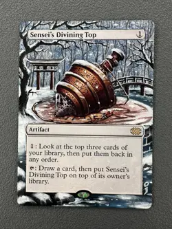 Sensei's Divining Top MTG Hand Painted Borderless Altered Season WINTER Art oj - Image 1
