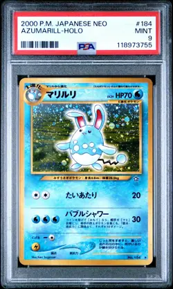2000 POKEMON JPN NEO #184 AZUMARILL-HOLO PSA 9 - Image 1