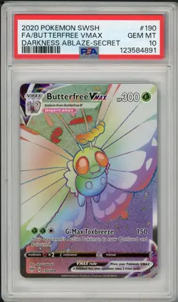 2020 Pokemon SWSH Darkness Ablaze Butterfree VMAX Full Art Secret #190 PSA 10 - Image 1