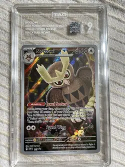 TAG 9 --2024 POKEMON SVP EN-STELLAR CROWN POKEMON CENTER ETB PROMO #141 NOCTOWL - Image 1
