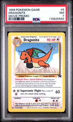 1999 POKEMON GAME MOVIE PROMO #5 DRAGONITE PSA 7 - Image 1