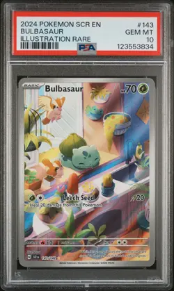 2024 POKEMON SCR EN-STELLAR CROWN ILLUSTRATION RARE #143 BULBASAUR PSA 10 - Image 1