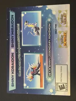 Pokemon Scarlet And Violet Serial Codes Shiny Koraidon or Miraidon UNSCRATCHED! - Image 1