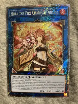 YuGiOh! Hiita the Fire Charmer, Ablaze RA04 Quarter Century Stampede Platinum - Image 1
