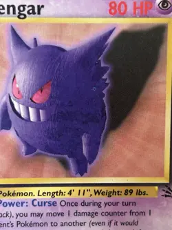 Gengar 20/62 Fossil Non-Holo "Error" Pokemon Card "Blue Hickey". Make an Offer! - Image 1