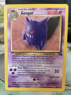 Gengar 20/62 Fossil Non-Holo "Error" Pokemon Card "Blue Hickey". Make an Offer! - Image 2